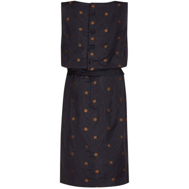ARCHIVE - Kitty Copeland 1950s Black Taffeta Silk Polkadot Dress