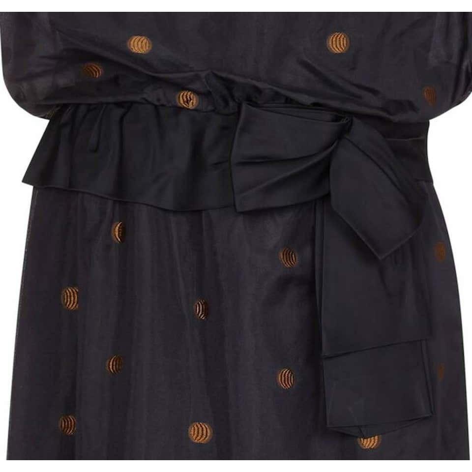 Kitty Copeland 1950s Black Taffeta Silk Polkadot Dress