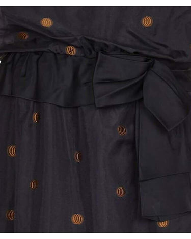 Kitty Copeland 1950s Black Taffeta Silk Polkadot Dress