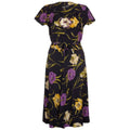 Klafter & Sobel 1940s Navy Rayon Floral Crepe Dress with Corsage