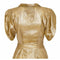 Late 1930s Gold Lame Party Dress with Cape Sleeves and Matching Belt