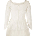 Late 1950s Early 1960s White Chantilly Style Lace Tiered Bridal Gown