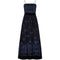 Louis Feraud 1980s Embroidered Blue Silk and Black Velvet Gown