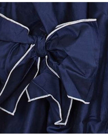 Louis Feraud 1980s or 1990s Navy Silk Taffeta Dress With Bow Embellishments