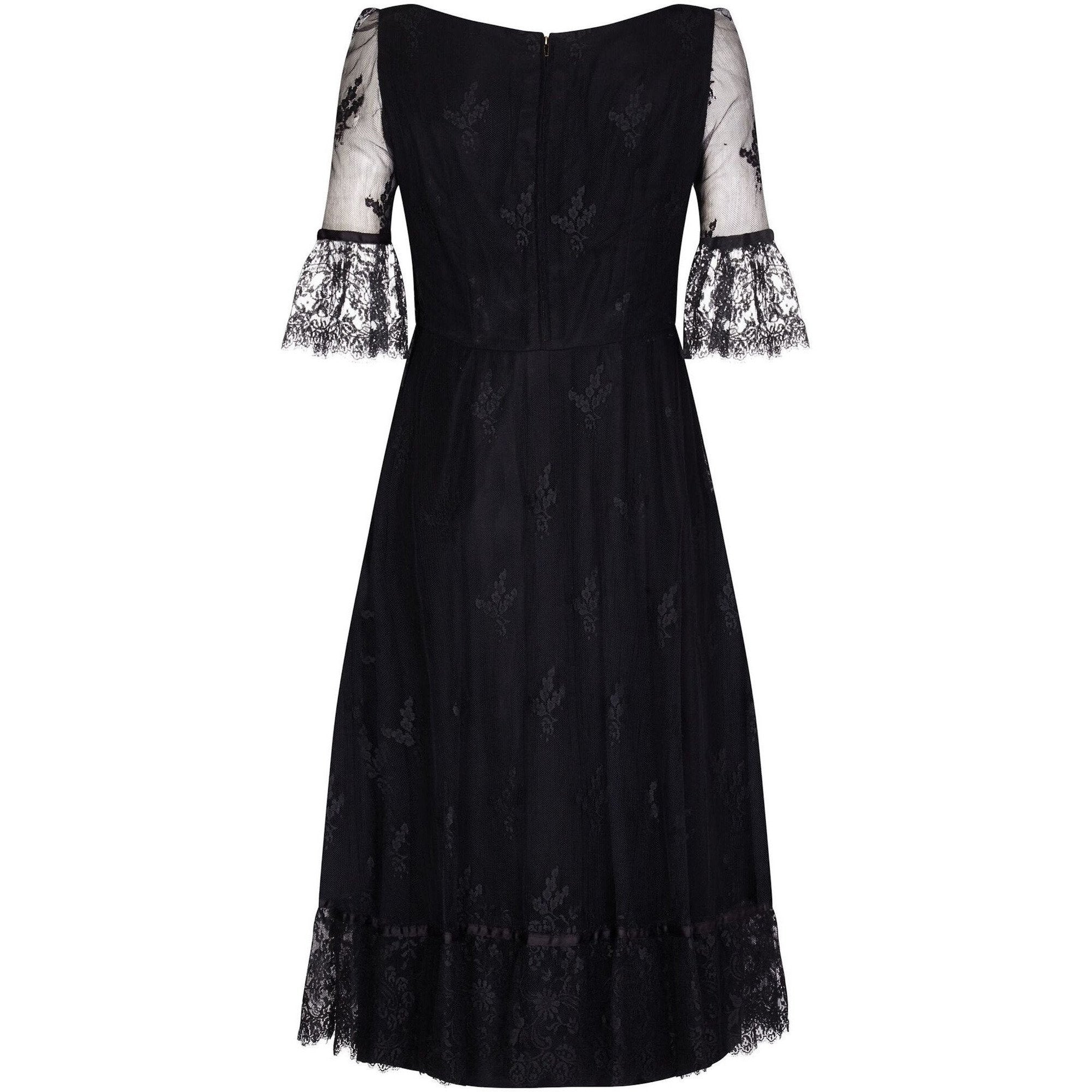 Marcel Fenez 1960s Black Cocktail Dress With Lace Cuffs