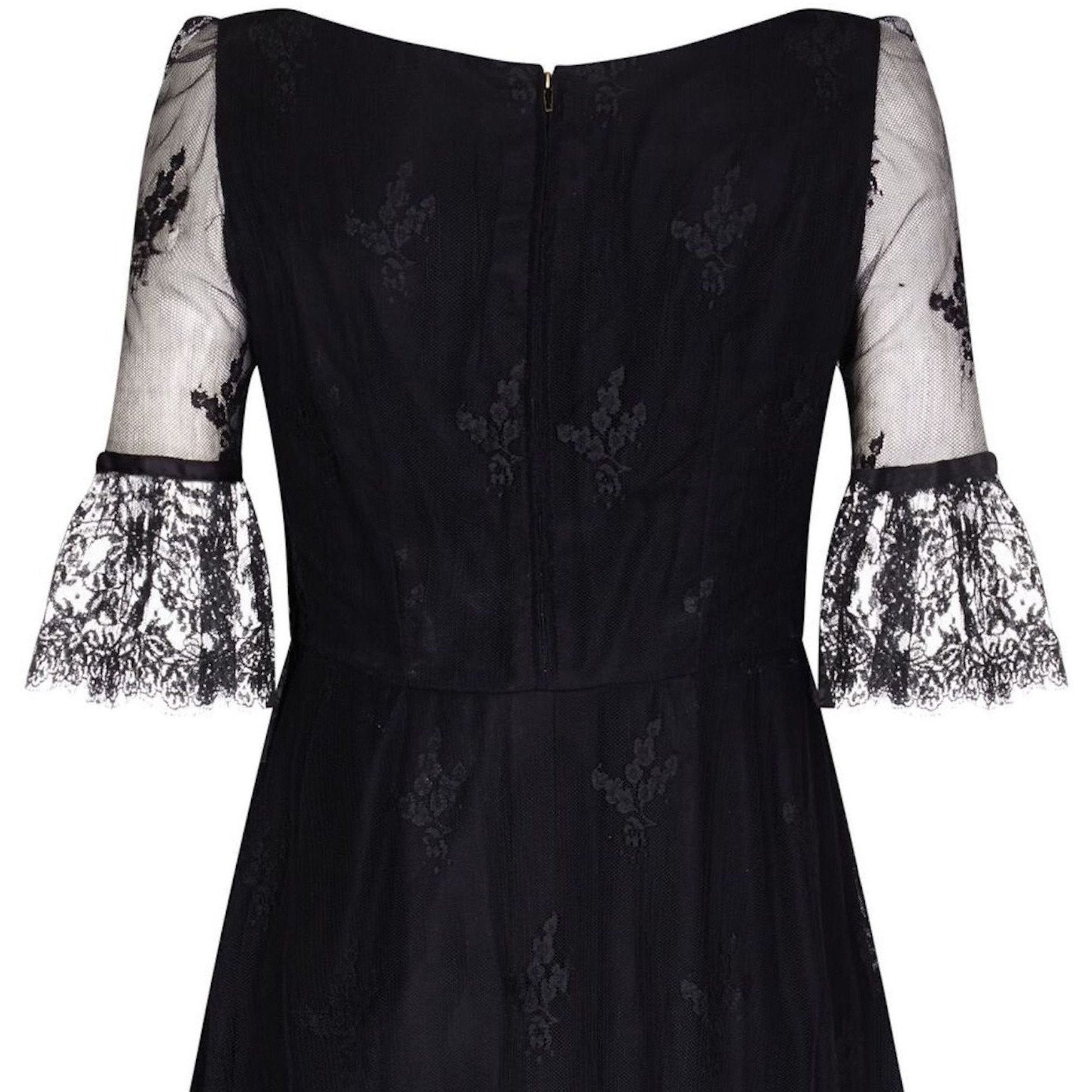 Marcel Fenez 1960s Black Cocktail Dress With Lace Cuffs