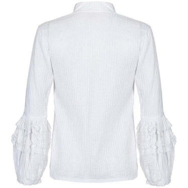 ARCHIVE - Mexicana 1970s White Cotton Pin-Tuck Blouse with Lace Bubble Sleeves