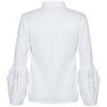 Mexicana 1970s White Cotton Pin-Tuck Blouse with Lace Bubble Sleeves