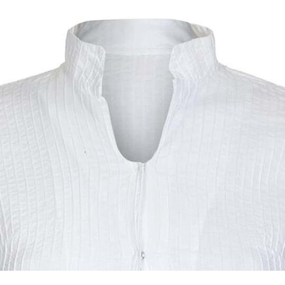 Mexicana 1970s White Cotton Pin-Tuck Blouse with Lace Bubble Sleeves