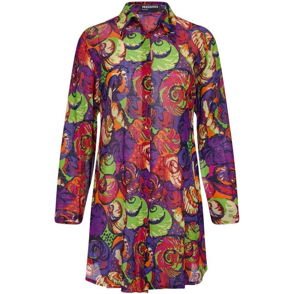 Missoni "Mare" 1980s Cotton Multicoloured Tunic With Novelty Shell Print