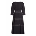 Mollie Parnis 1950s Black Dress with Pleated Ribbon Inserts