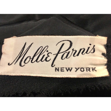ARCHIVE - Mollie Parnis 1950s Black Dress with Pleated Ribbon Inserts