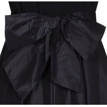 1980s Nina Ricci Black Wool and Silk Dress with Front Bow Detail