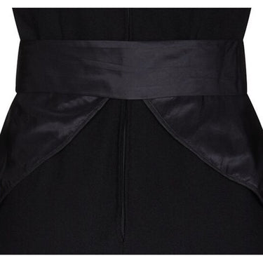 1980s Nina Ricci Black Wool and Silk Dress with Front Bow Detail