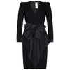 Nina Ricci 1980s Black Wool and Silk Cocktail Dress with Front Bow Detail