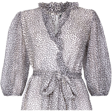 ARCHIVE: Norman Hartnell 1970s Couture Silk Crepe Monochrome Print Dress