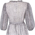 Norman Hartnell 1970s Couture Silk Crepe Monochrome Print Dress
