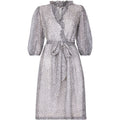 Norman Hartnell 1970s Couture Silk Crepe Monochrome Print Dress