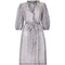 Norman Hartnell 1970s Couture Silk Crepe Monochrome Print Dress