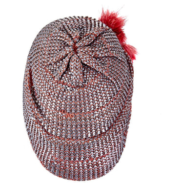 1920s Flapper Cloche Hat With Metal Raffia Weave and Feather Trim