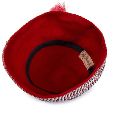 1920s Flapper Cloche Hat With Metal Raffia Weave and Feather Trim
