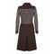 Pisanti 1970s Chocolate Brown Dress with Wide Lapel Detail and Lame Bodice