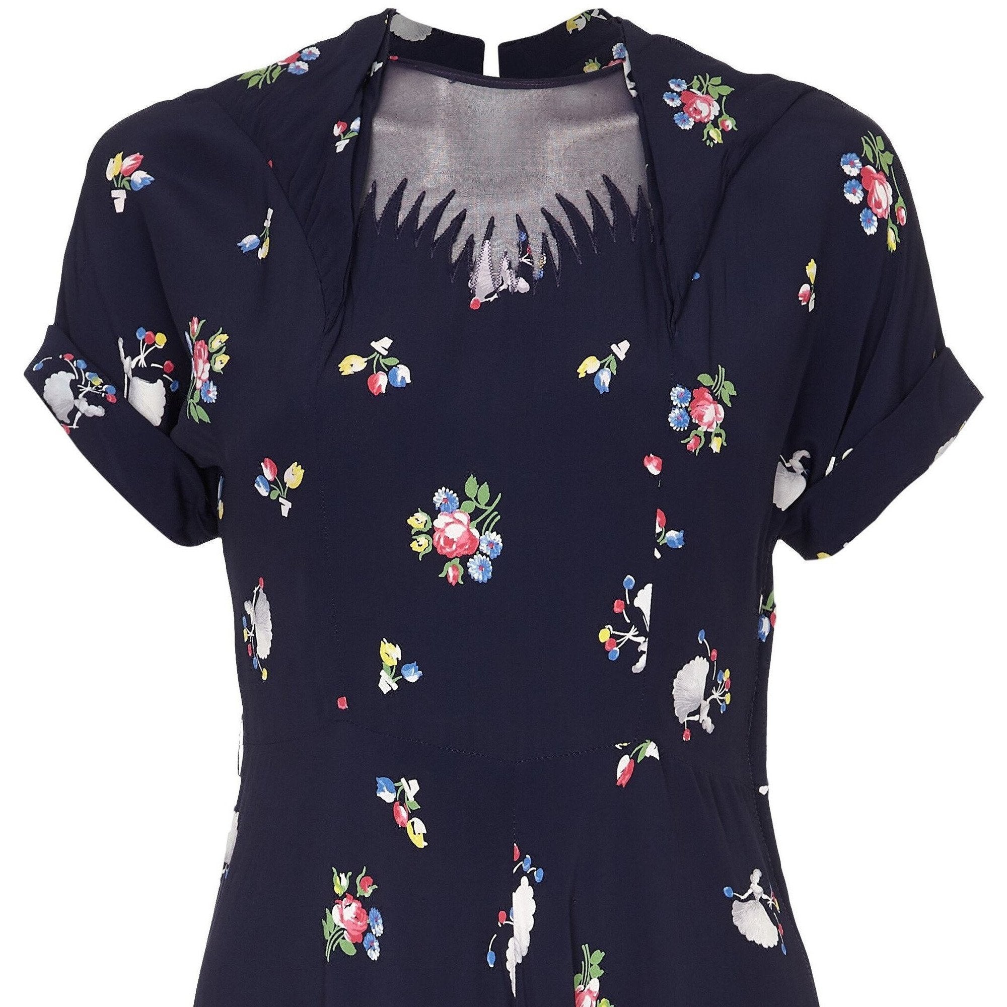 Rare 1940s Ballerina Novelty Print Rayon Tea Dress