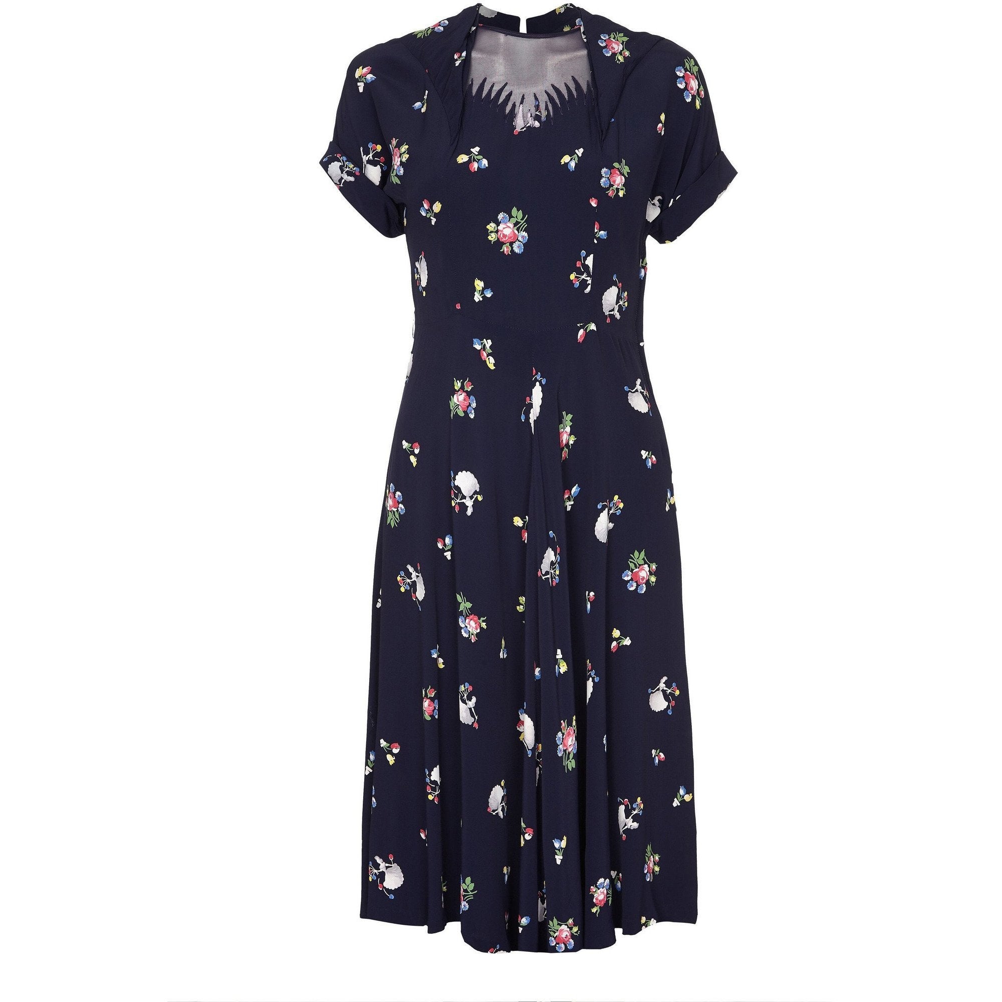Rare 1940s Ballerina Novelty Print Rayon Tea Dress