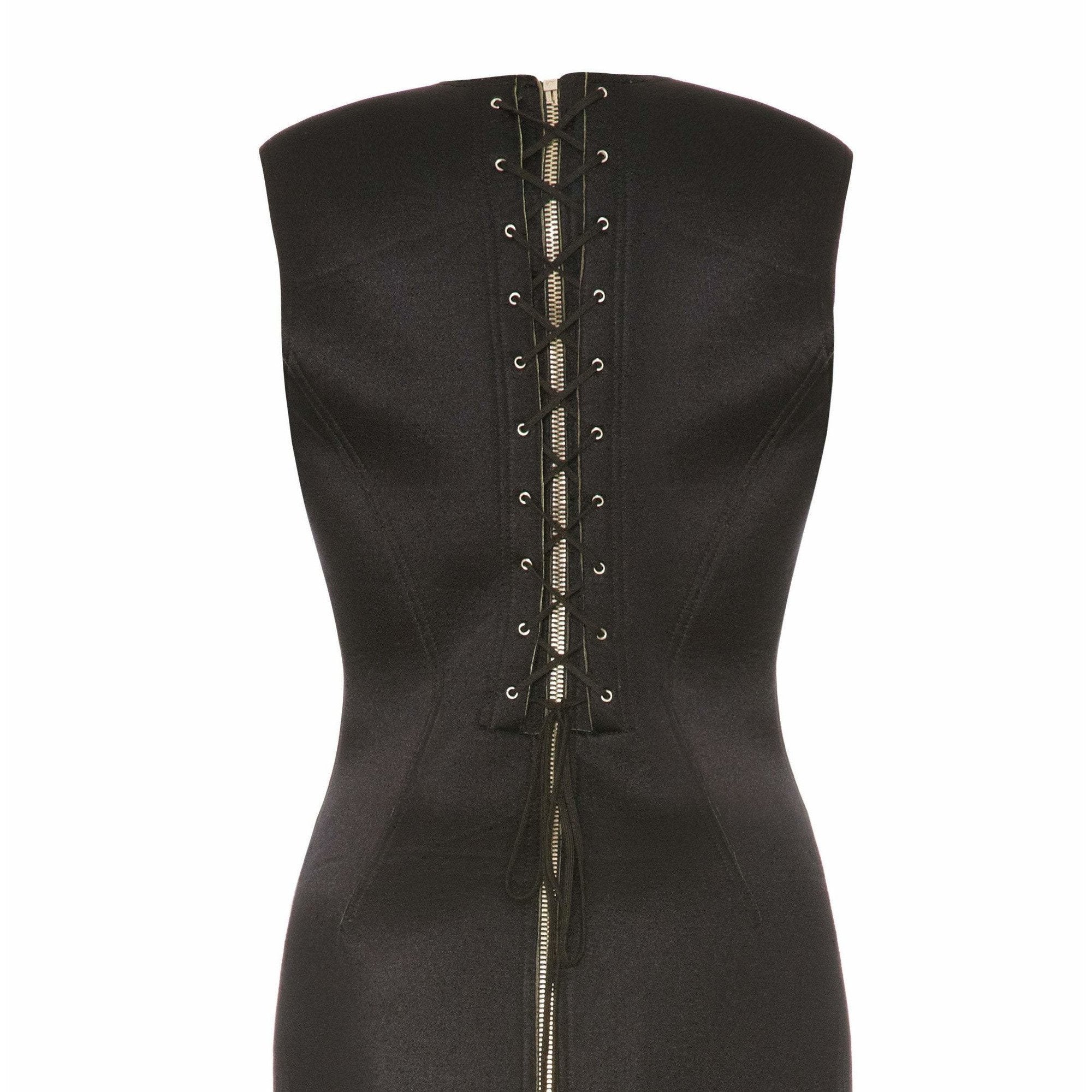 Rare 1990’s Jean Paul Gaultier Black Neoprene Corset Dress