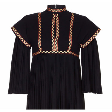 ARCHIVE - Rare Early Bill Gibb 1970s Renaissance Style Black Pleated Dress