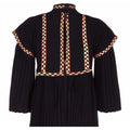 Rare Early Bill Gibb 1970s Renaissance Style Black Pleated Dress