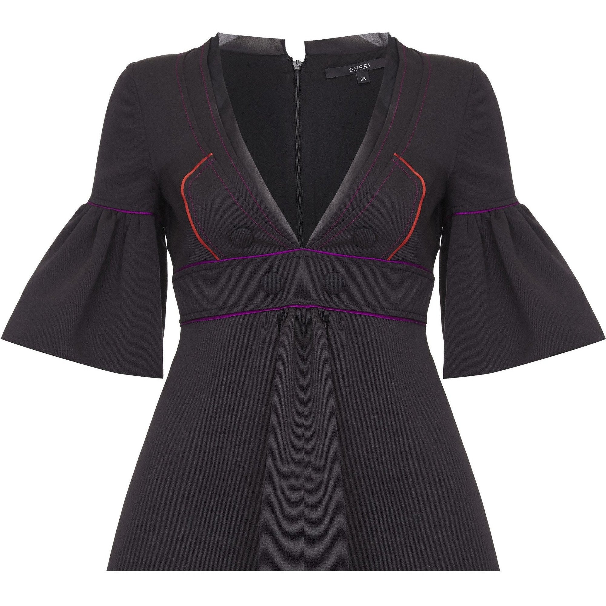 Runway Documented Gucci Spring/Summer 2007 Black Silk Purple & Orange Dress