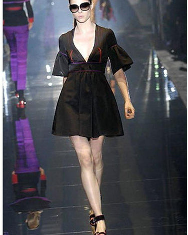 Runway Documented Gucci Spring/Summer 2007 Black Silk Purple & Orange Dress