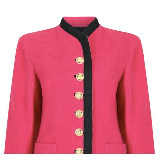 Runway Worn Yves Saint Laurent 1994 Pink Felt Wool Trimmed Jacket