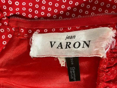 1970s Jean Varon Red Circle Print Tunic Dress
