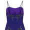 Selfridges 1950s Midnight Blue Chiffon Beaded Cocktail Dress