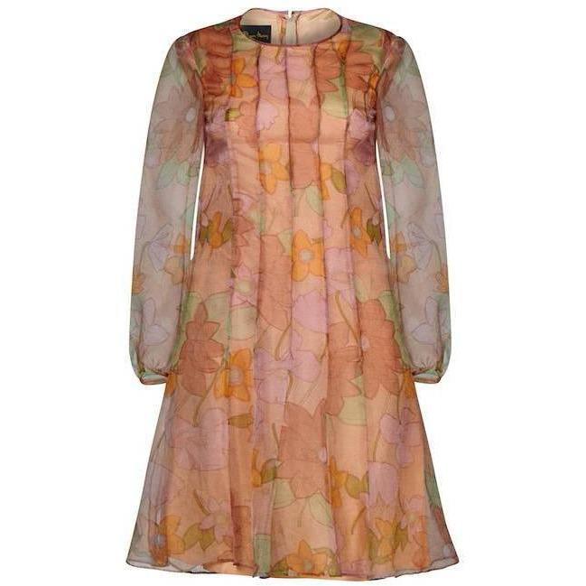 Simon Massey 1960s Organza Floral Print Dress