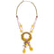 Spectacular 1960s Miriam Haskell Yellow and Pink Glass Orchid Necklace