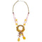 Spectacular 1960s Miriam Haskell Yellow and Pink Glass Orchid Necklace