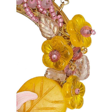 ARCHIVE - Spectacular 1960s Miriam Haskell Yellow and Pink Glass Orchid Necklace