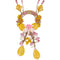 Spectacular 1960s Miriam Haskell Yellow and Pink Glass Orchid Necklace