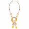 Spectacular 1960s Miriam Haskell Yellow and Pink Glass Orchid Necklace