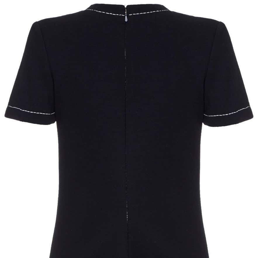 Stylish 1960s Jean Patou Black Wool Mod Dress
