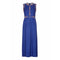 Susan Small 1970s Blue Silk/ Linen Beaded Maxi Dress