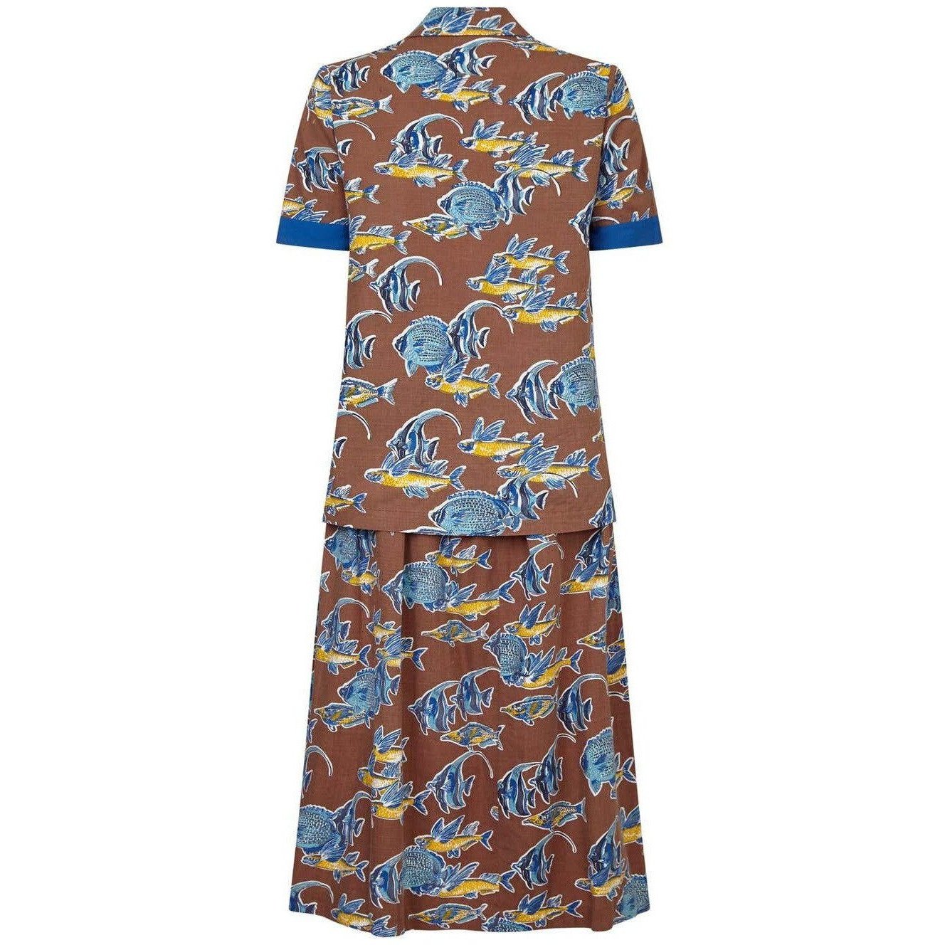 Teddy Tinling 1950s Cotton Set With Novelty Marine Fish Print
