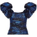Ungaro 1980s Blue & Black Lame Cocktail Dress