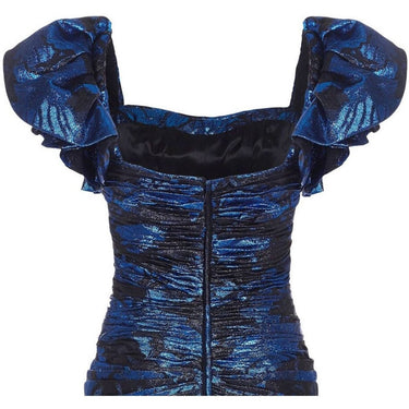 ARCHIVE: Ungaro 1980s Blue & Black Lame Cocktail Dress