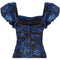 Ungaro 1980s Blue & Black Lame Cocktail Dress