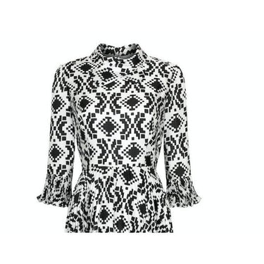 1970s Veronica at Rembrandt Vintage Geometric Print Monochrome Dress