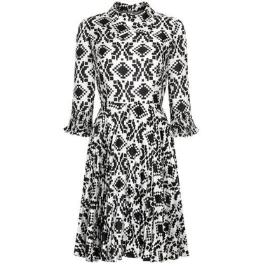 1970s Veronica at Rembrandt Vintage Geometric Print Monochrome Dress